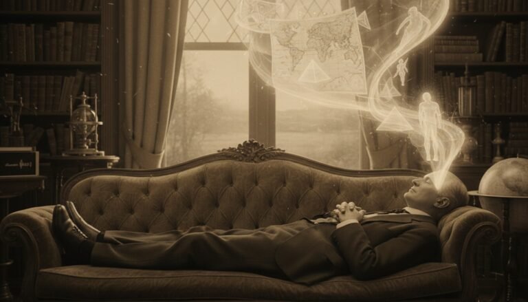 Representación artística de Edgar Cayce en estado de trance, canalizando información de los Registros Akáshicos.