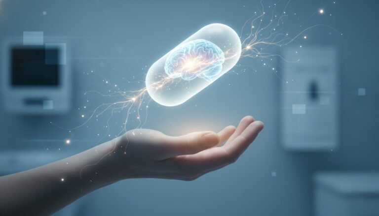 Ilustración conceptual que muestra cómo una simple pastilla de azúcar puede activar los mecanismos de curación del cerebro.