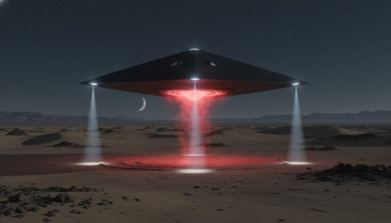 Representación artística del TR-3B Astra, el supuesto avión espía de antigravedad de la Fuerza Aérea de EE.UU., flotando en silencio.