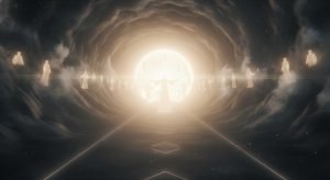 Representación artística de la visión del túnel de luz, la característica más común reportada en las Experiencias Cercanas a la Muerte (ECM).