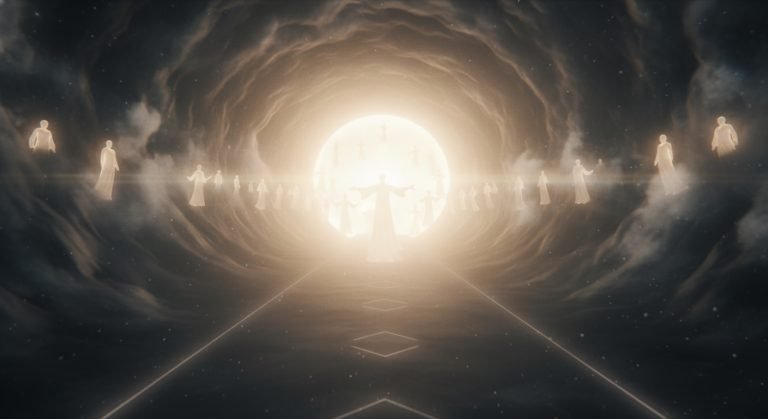 Representación artística de la visión del túnel de luz, la característica más común reportada en las Experiencias Cercanas a la Muerte (ECM).