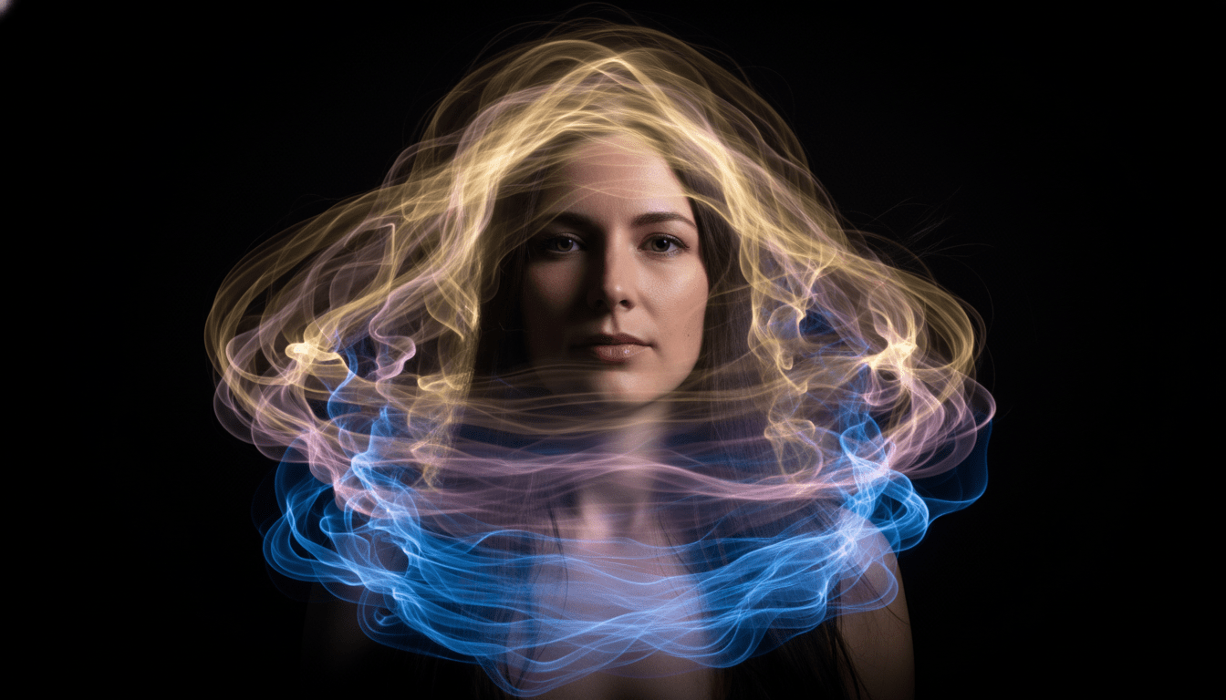 Representación visual de las capas del aura humana: cuerpo etérico, emocional y mental.