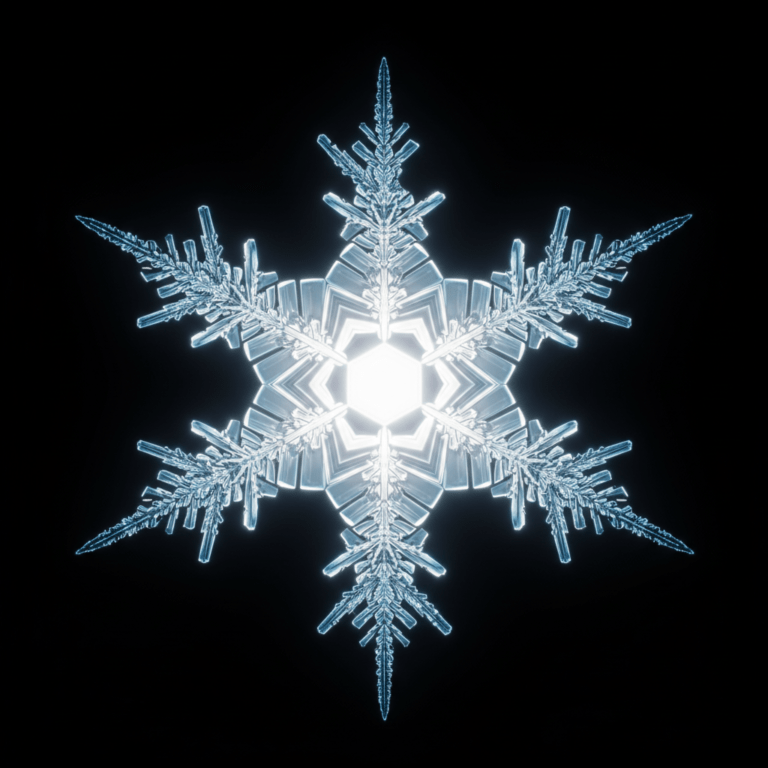 Cristal de agua perfectamente formado bajo microscopio