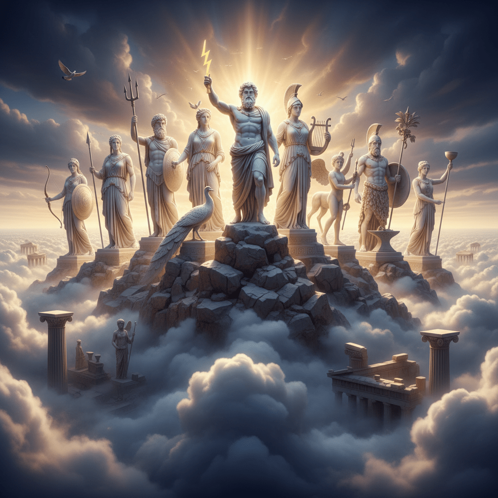Los doce dioses olímpicos en el Monte Olimpo