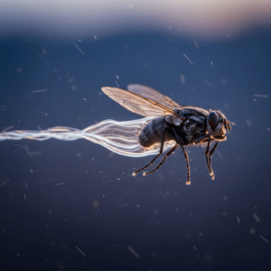 Representación visual de un rod volador y su efecto óptico.