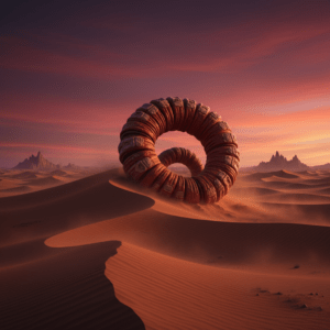 El gusano de la muerte emergiendo de las arenas del Gobi