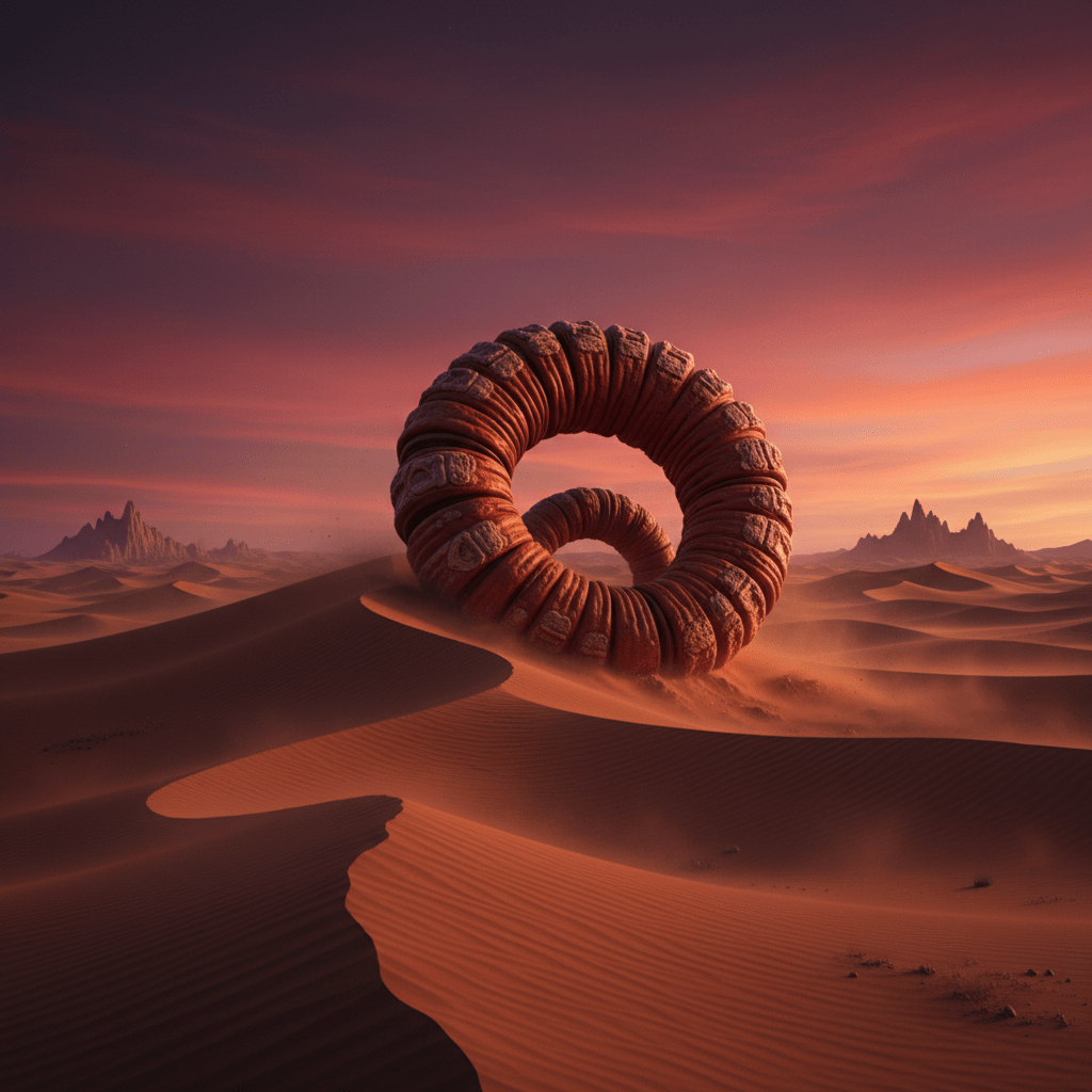 El gusano de la muerte emergiendo de las arenas del Gobi