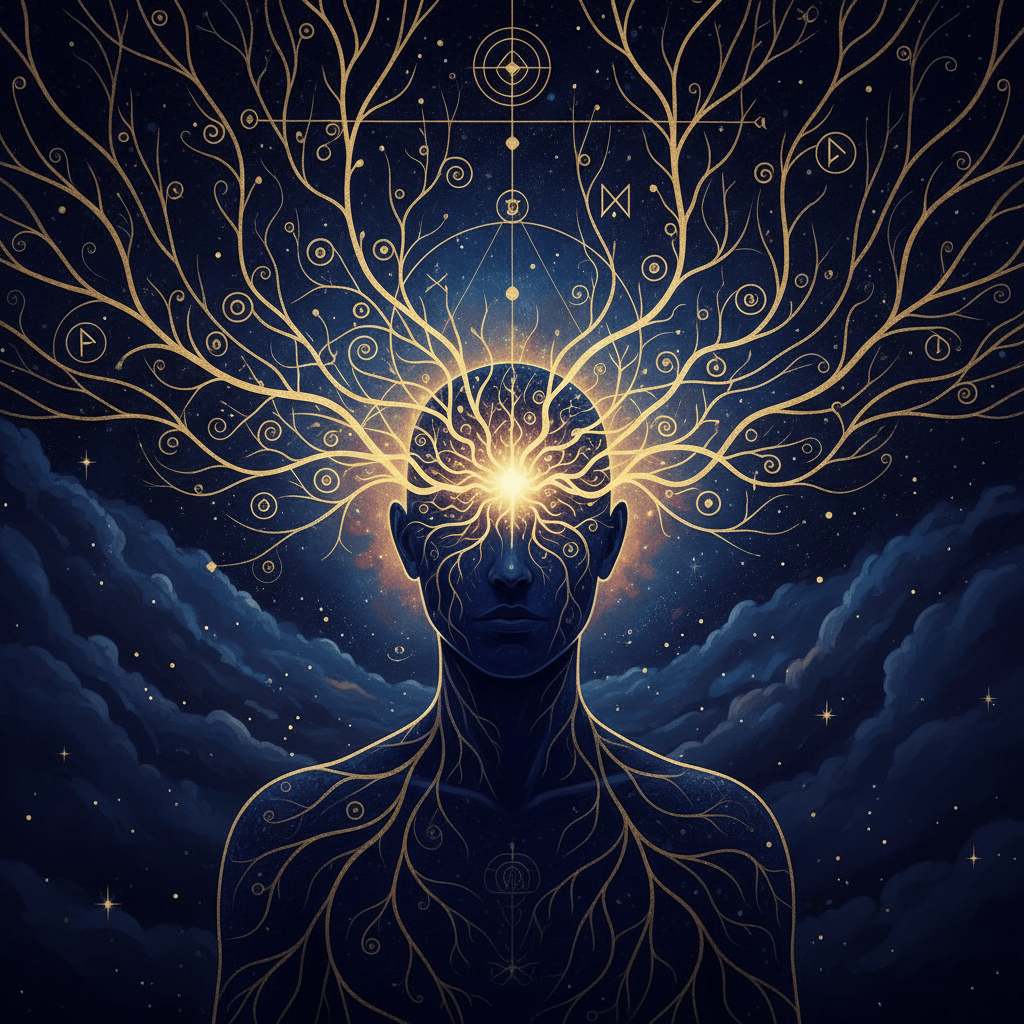 Representación visual de la intuición y el sexto sentido en el ser humano.