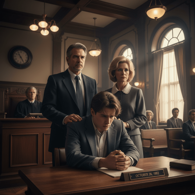 Arne Cheyenne Johnson en el tribunal durante su juicio por asesinato en 1981.