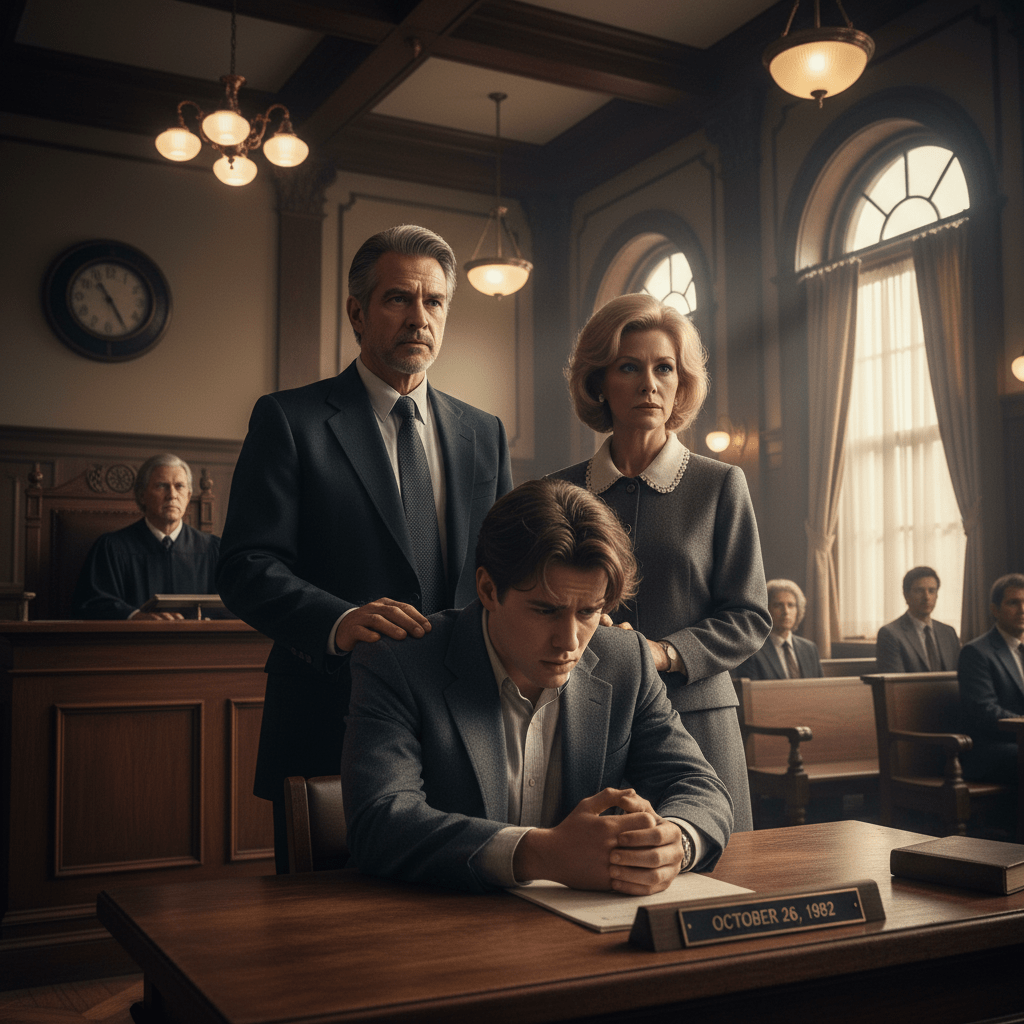 Arne Cheyenne Johnson en el tribunal durante su juicio por asesinato en 1981.