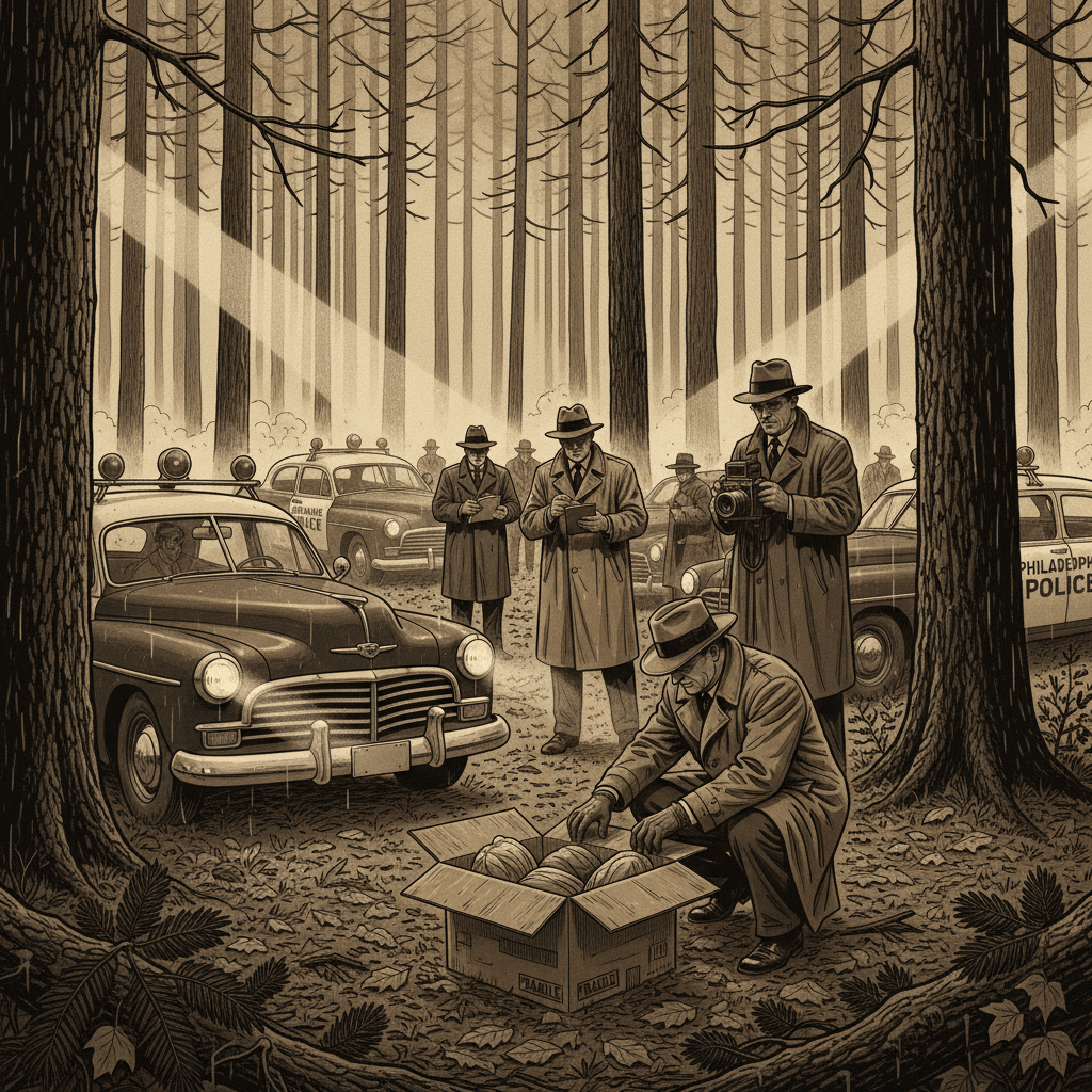 Escena de investigación policial en Filadelfia 1957