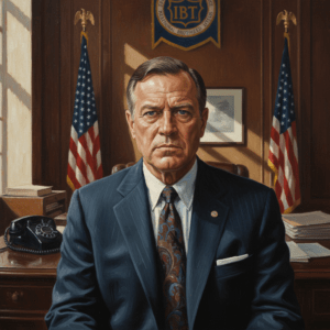 Retrato de Jimmy Hoffa, líder del sindicato de camioneros.