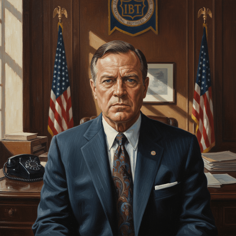 Retrato de Jimmy Hoffa, líder del sindicato de camioneros.