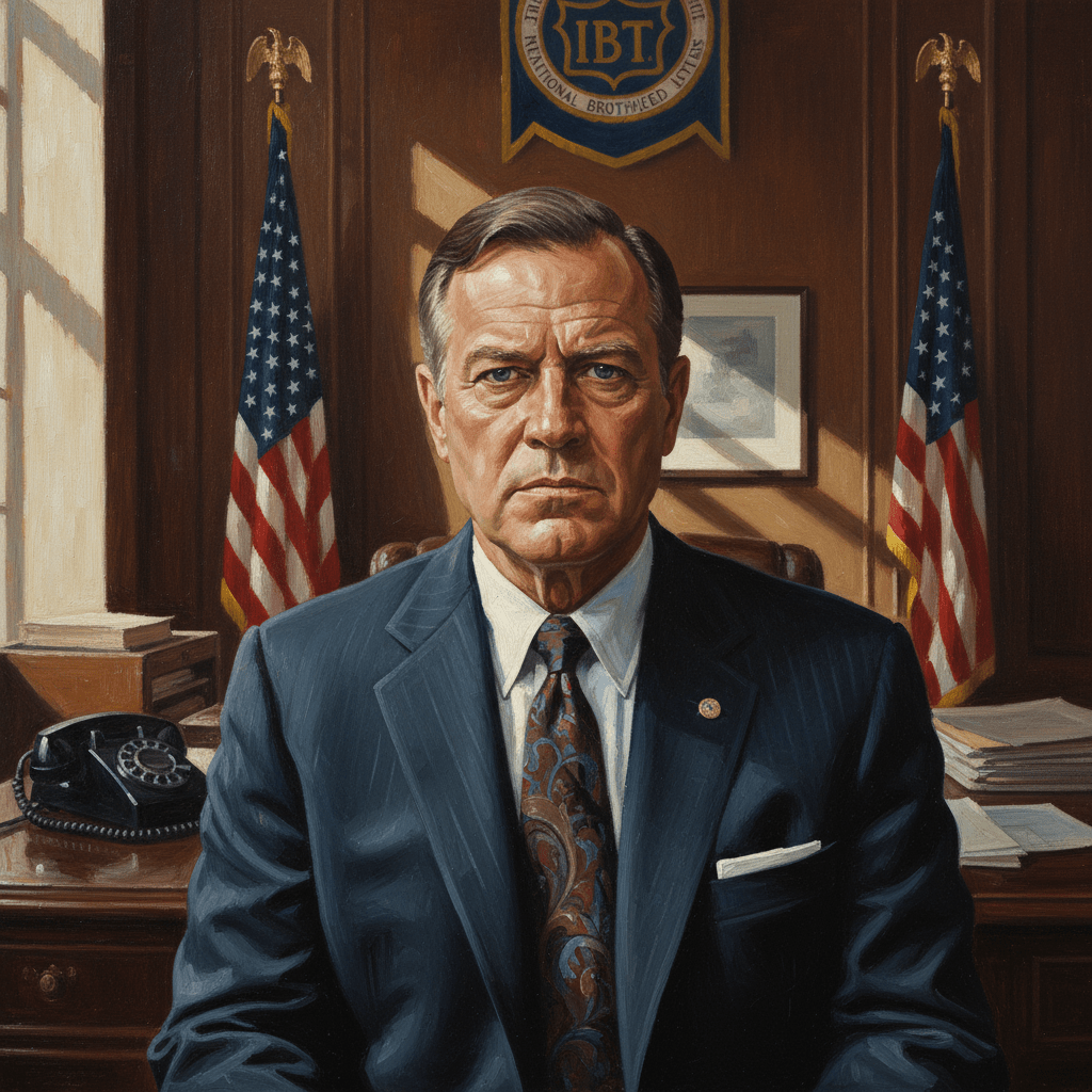 Retrato de Jimmy Hoffa, líder del sindicato de camioneros.