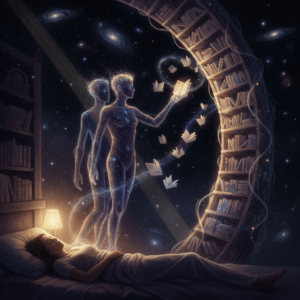 Representación del sonambulismo psíquico y el viaje astral durante el sueño.