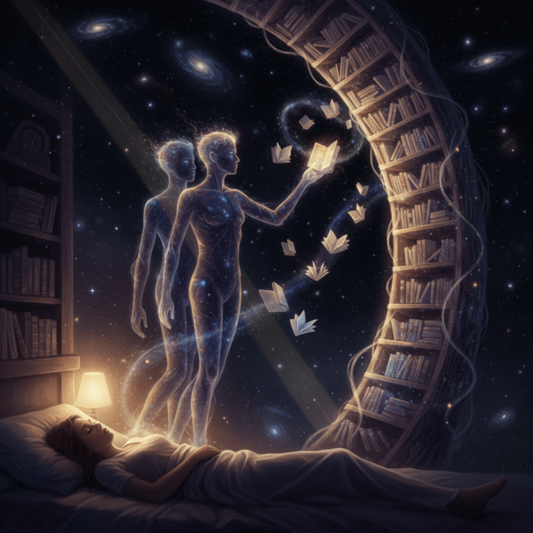 Representación del sonambulismo psíquico y el viaje astral durante el sueño.