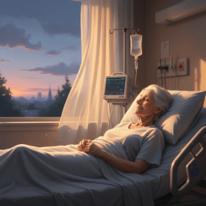 Paciente experimentando una visión de paz en su lecho de muerte