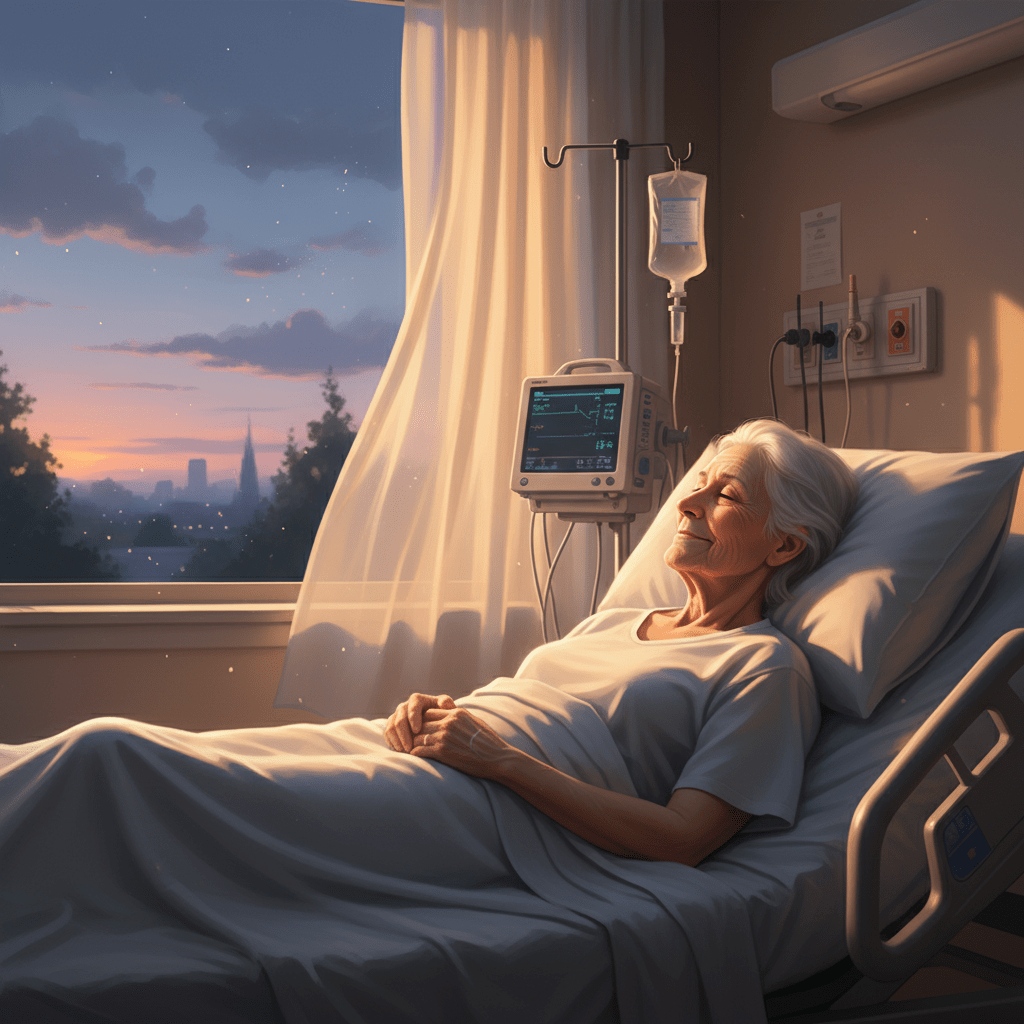 Paciente experimentando una visión de paz en su lecho de muerte