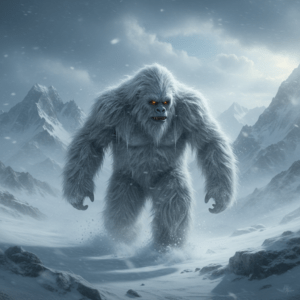 Representación artística del Yeti en el Himalaya