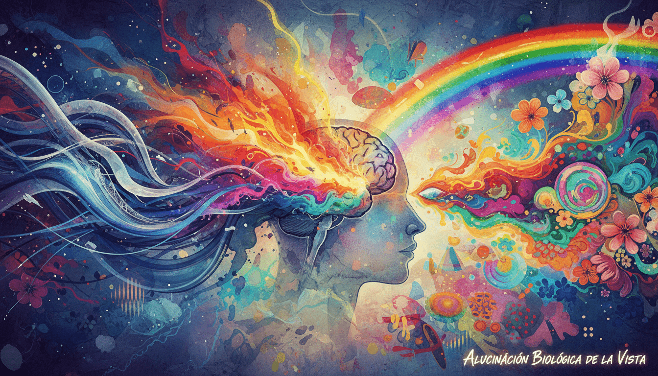 Representación conceptual del cerebro humano procesando ondas de luz para crear colores