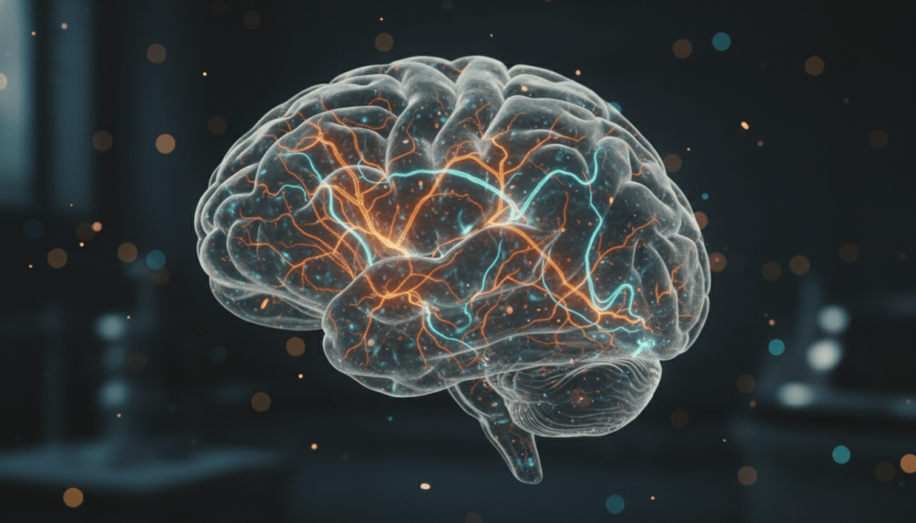 Representación conceptual de la neurobiología del efecto placebo y la liberación de dopamina y opioides endógenos en el cerebro humano.