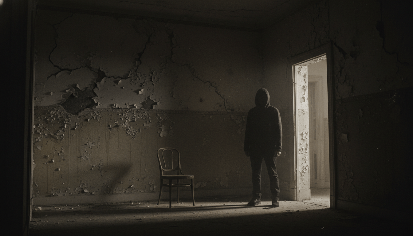Representación visual de la infestación espiritual y el inicio de una posesión demoníaca en una habitación oscura