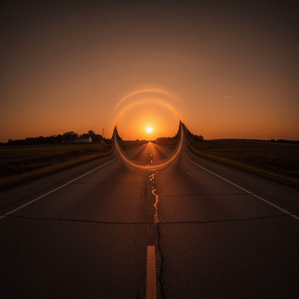 Tramo misterioso de la carretera M-60 en Michigan con efectos de distorsión temporal y atmósfera paranormal.