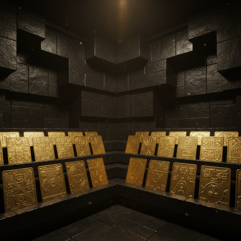 Recreación de la biblioteca metálica de oro en la Cueva de los Tayos Ecuador según Erich von Däniken