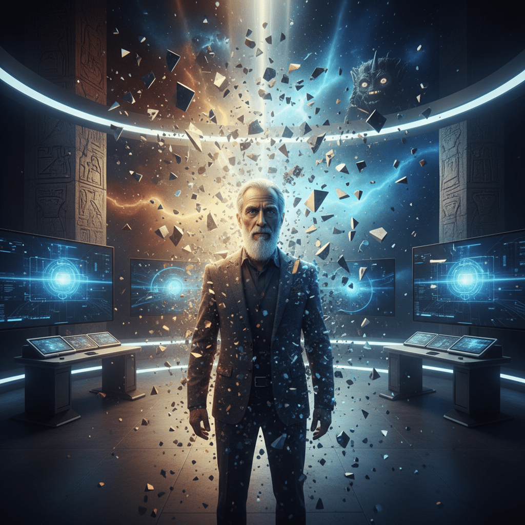 Ilustración conceptual de David Icke y la teoría de los seres interdimensionales en El Mayor Secreto