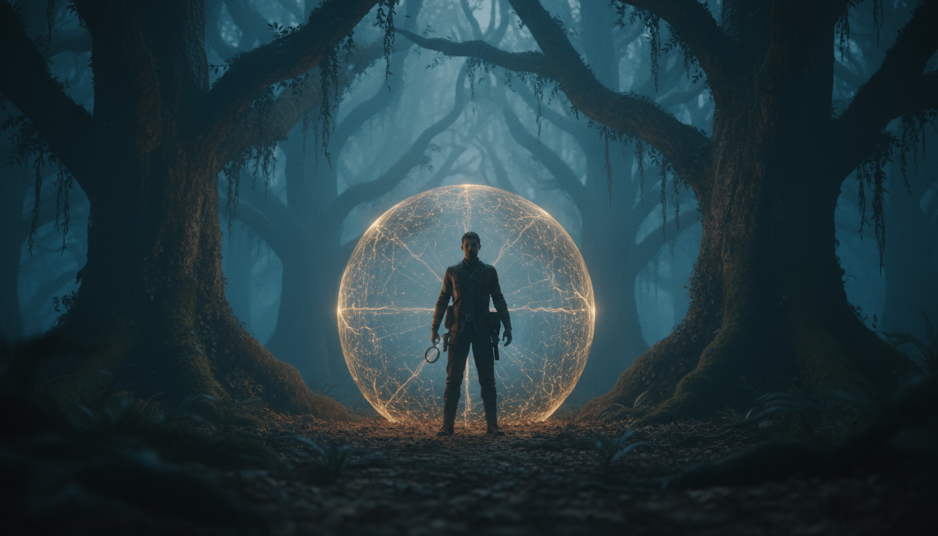 Investigador activando un escudo de protección energética y aura biofotónica contra la contaminación psíquica.