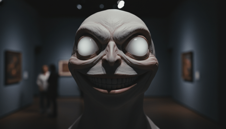 Primer plano de la escultura Mother Bird de Keisuke Aiso, origen real del fenómeno viral y leyenda urbana de Momo.