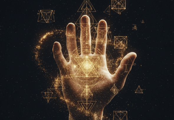 Representación visual de la Hipótesis del Universo Matemático de Max Tegmark mostrando geometría fractal y redes lógicas