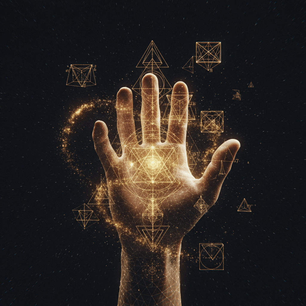 Representación visual de la Hipótesis del Universo Matemático de Max Tegmark mostrando geometría fractal y redes lógicas