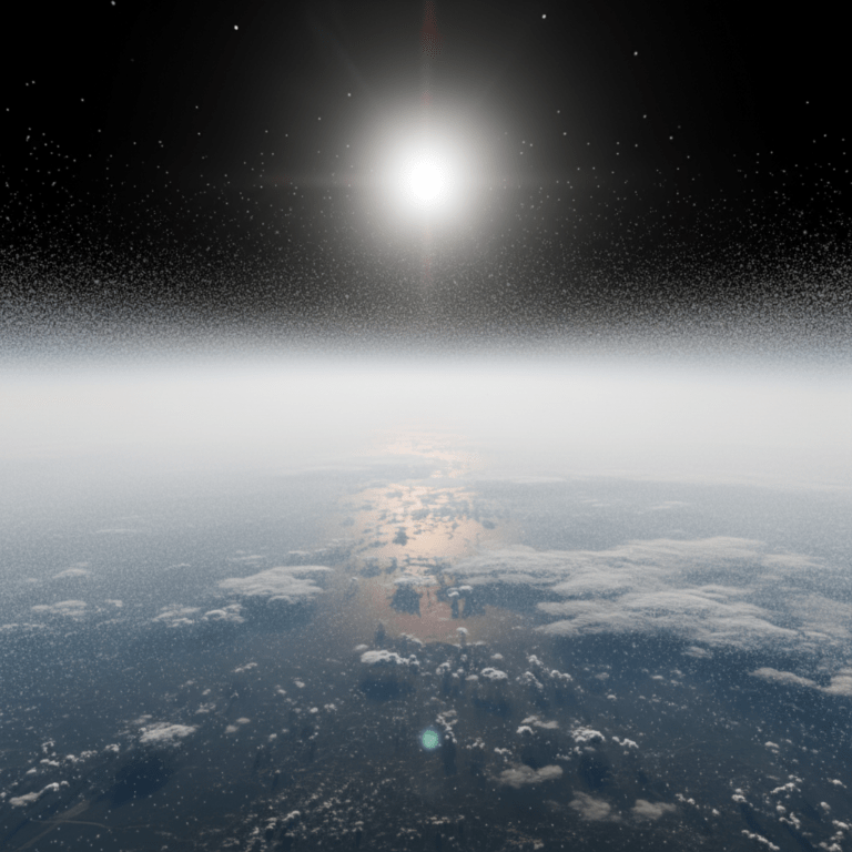 Representación conceptual de geoingeniería climática mediante la inyección de aerosoles en la estratosfera para reflejar la luz solar.
