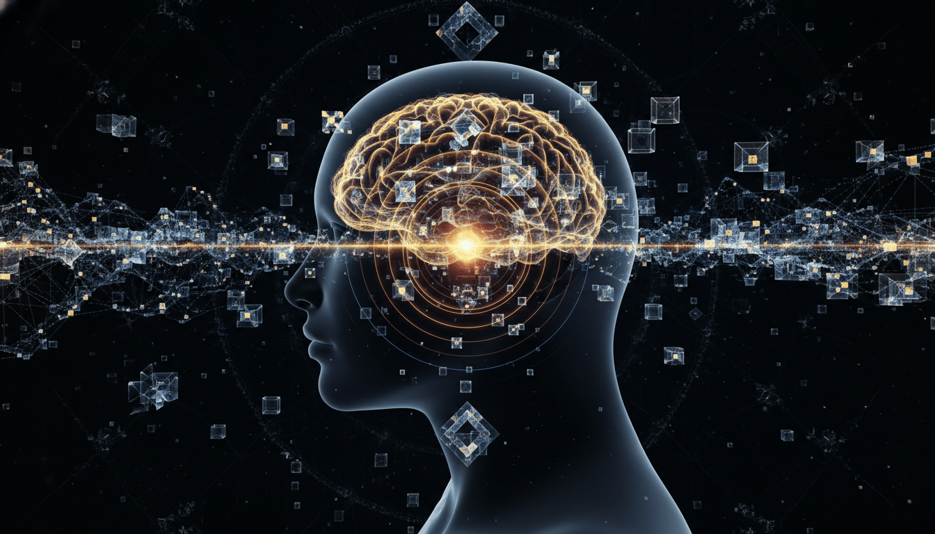 Representación conceptual de la conciencia humana interactuando con el campo cuántico y la manifestación de la realidad mediante intención focalizada.