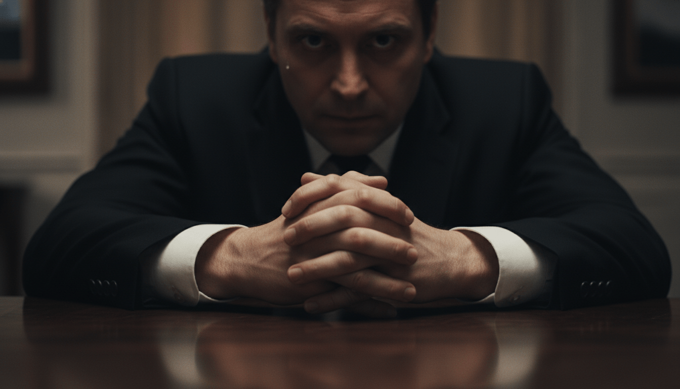 Primer plano cinematográfico de gestos de tensión y microexpresiones faciales que representan el lenguaje no verbal.