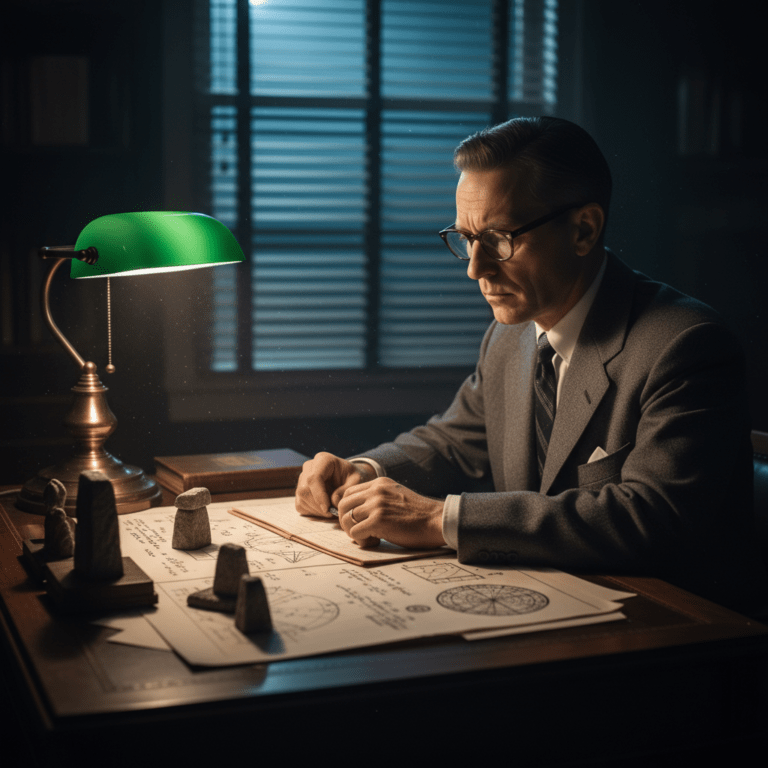 Astrónomo Morris K. Jessup investigando ovnis y la teoría del campo unificado en su estudio de los años 50.