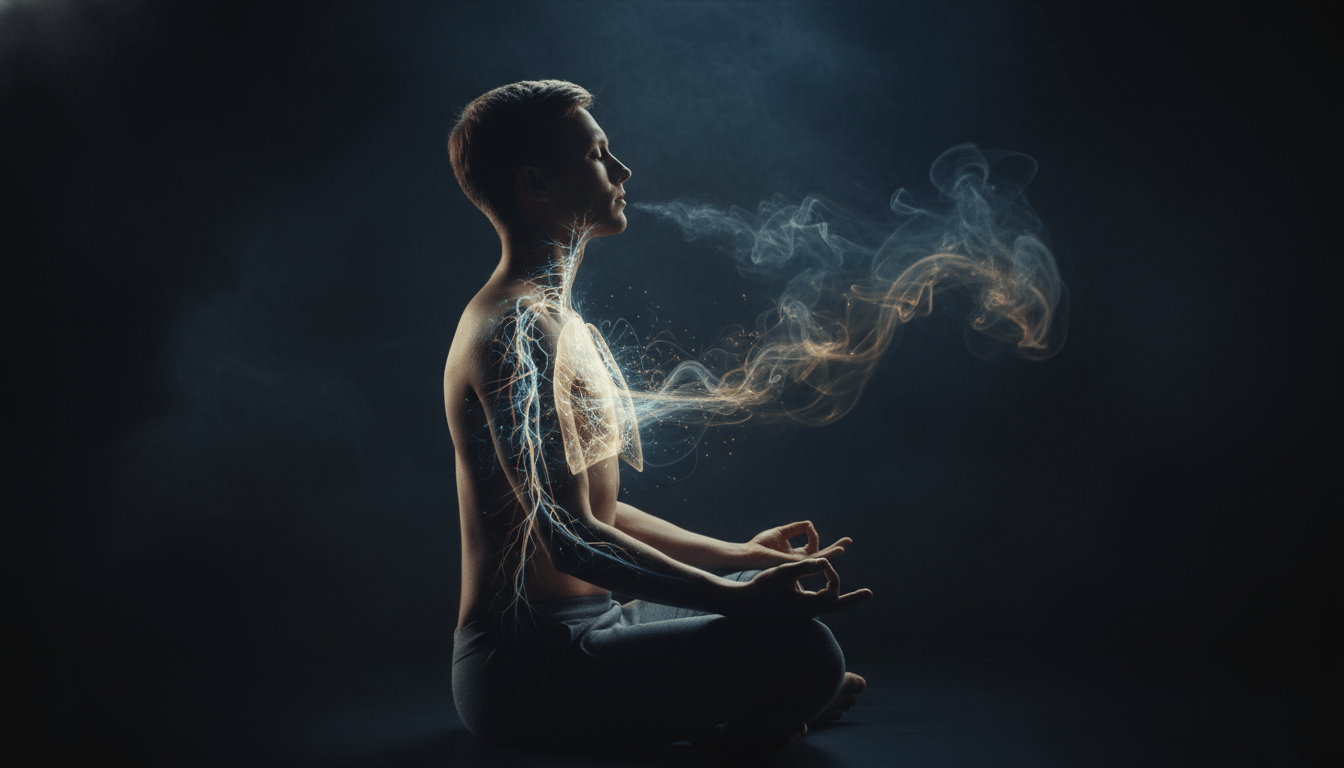 Representación visual del control de la respiración y la soberanía mental mediante la fisiología consciente.