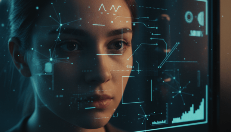 Representación conceptual de tecnologías emergentes y dilemas éticos digitales inspirados en Black Mirror.