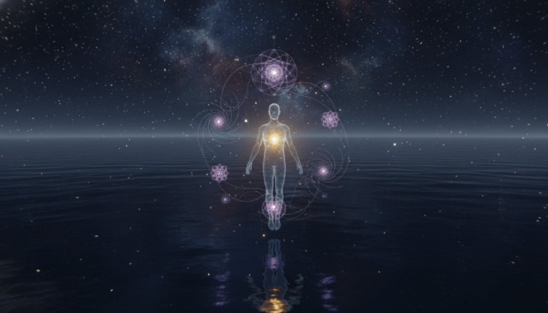 Representación artística y cinematográfica del viaje de la conciencia a través del Bardo Thödol o Libro Tibetano de los Muertos en un entorno cósmico.