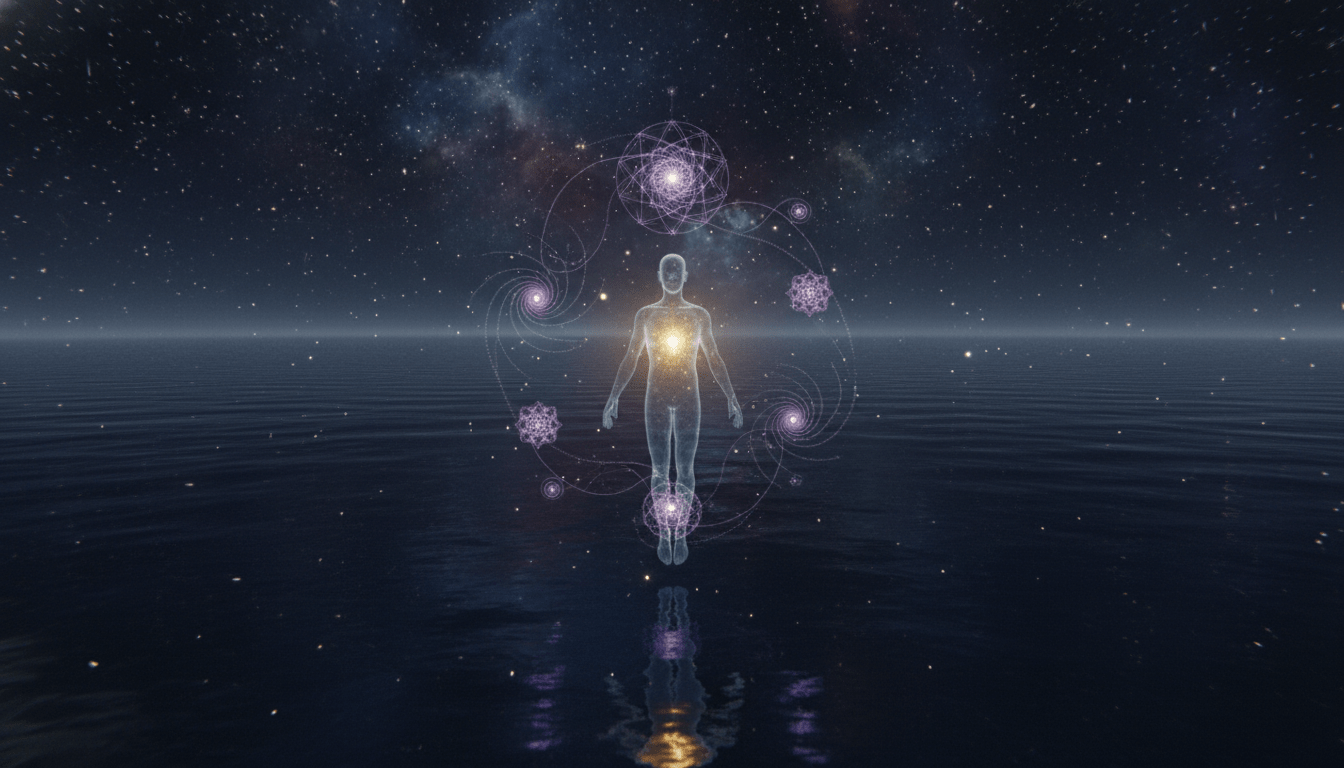 Representación artística y cinematográfica del viaje de la conciencia a través del Bardo Thödol o Libro Tibetano de los Muertos en un entorno cósmico.